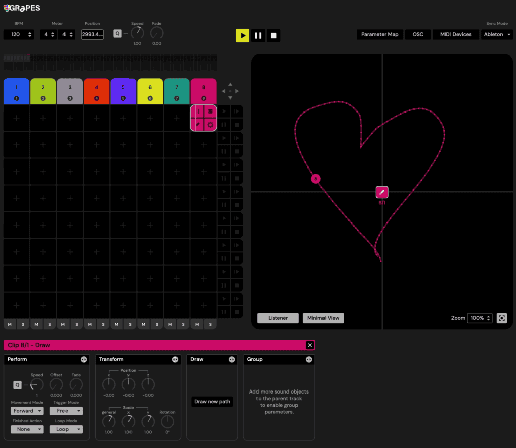 3D audio software interface for immersive sound experiences